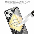Miniatyrbillede 2 af 3: Til Iphone 13 Mini Marmor Hærdet Glas Bagside Cover TPU Kant Case (hcbl-25) (HCBL-24)
