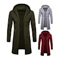Miniatyrbillede 2 af 5: Hættetrøje Langærmet Mænds Jakke Efterår Vinter Vindtæt Ensfarvet Lommer Cardigan Jakke Yderbeklædning (2XL Sort)