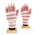 Miniatyrbillede 1 af 5: Plush Strikket Handsker Strækbare Handsker med Flip Top Stribede Fingerløse Handsker (Roserød)