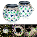 Miniatyrbilde 1 av 5: 2 Solcellelykter Utendørs Solcellelampe Glass LED Kulelys Solcelle Ma