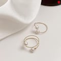 Miniatyrbillede 3 af 5: Justerbar åben wrap-ring med skalperle - forgyldt statement-ring til bryllup