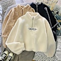 Miniatyrbild 1 av 4: Höst-Vinter Begränsad Utgåva Cashmere Dammode Löst Brev Kort Tröja (M Vit)