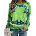 Miniatyrbillede 1 af 2: St. Patricks Dag Kvinder Clover Print Tops Langærmet Sweatshirt Trøje T-Shirt Bluse (S)