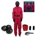 Unisex Squid Game 2 Kostym Jumpsuit + Squid Game Mask Halloween Kostym (Triangulär Mask) 135cm