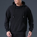 Miniatyrbilde 4 av 5: Hettegenser for menn med lange ermer, hette, snor, slitesterk, ensfarget, pullover, elastiske mansjetter, høstgenser (XL grå)