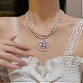 Pikkukuva 3 / 4: Värikäs Helminauha Boho Tähti Sydän Riipus Choker Ketju Kaksinkertainen