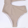 Miniatyrbillede 5 af 5: Dame One Shoulder Stribet Højbenet Badedragt i Ét Stykke Thong Badedragter (S Beige)