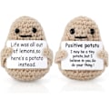 Miniatyrbild 1 av 5: 2 st roliga positiva incitament potatis virkning, 2,76 tum virkad inspirera positiv potatisleksak med positivitetsbekräftelsekort söt positiv (beige)