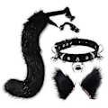 Miniatyrbild 5 av 5: Hårklämmor Tuppstjärt Djur Element Justerbar Faux Päls Enfärgad Varg Svans Öron Halsband För _c_x(Grå)