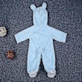 Miniatyrbillede 2 af 4: Spædbarns Baby Vinter Fleece Romper Varmt Sød Teddybjørn Hætte Jumpsuit (3-6 Måneder Blå)