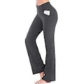 Miniatyrbillede 1 af 3: Dame Fit & Flare Plain Bukser Bløde Åndbare Casual Lange Bukser Høj Talje Sommer Elastisk Talje Knapper (3XL Grå)