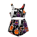 Miniatyrbild 1 av 2: Spöklikt Västpyjamas Set Flanell, Kvinnor Halloween Tryck Glöd I Mörkret Nattkläder, Lysande Pyjamas Set (M Lila)
