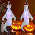 Miniatyrbillede 3 af 5: Smilende spøgelse 3d vindpose Halloween hjem indretning hus taske dekorati
