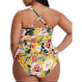 Pikkukuva 3 / 5: Naisten korkeavyötäröiset plus-koon uimapuvut Bikinit Kukkakuvioinen Peplum Tankini Toppi Vatsaa litistävä 2-osainen uimapuku (style1284)