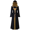 Miniatyrbillede 1 af 5: Dame Plus Size Halloween Hætteklædte Snøre Patchwork Langærmet Lang Kjole (M Khaki)