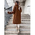 Miniatyrbillede 4 af 5: Dame Fleece Frakke, Forår Og Vinter Mode Fuzzy Jakke Kunstig Pels Fluffy Cardigan Overfrakke (4XL KAFFE)