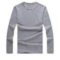 Miniatyrbillede 1 af 5: Fianao Mænds Top Solid Farve Rundhals Casual Langærmet Slank All Match Base Skjorte til Arbejde (XL Lysegrå)