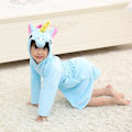 Miniatyrbillede 2 af 3: 3-10 År Piger Unicorn Flannel Hættetrøje Badekåbe Dressing Gown Bæltet Robe Nattøj (7-8 År Blå)