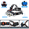 Miniatyrbillede 2 af 5: Pandelampe, Super Bright 13000 Lumen 8 LED Pandelampe, USB Genopladelig
