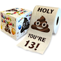 Miniatyrbilde 1 av 5: Trykt TP Holy Poop You're 13 Trykt toalettpapir Gag-gave - Gratulerer med 13-årsdagen Morsomt toalettpapir for beste spøk