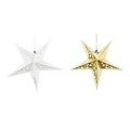 Pikkukuva 1 / 3: 2 kpl Paper Star -riipuskoristeet 3D Tähti Ripus Koristeelliset Rekvisiitat (1 kpl 60cm Kulta, 1 kpl 60cm Hopea)