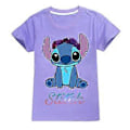 Miniatyrbilde 1 av 2: Lilo og Stitch Barn T-skjorte for Gutter og Jenter Trykte Grafisk Tees Skjorter Rund Hals Kort Erme Sommer Topp (9-10 År Lilla)
