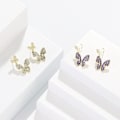 Miniatyrbillede 5 af 5: Tiny Diamond Butterfly Stud Earrings Hypoallergenic Korean style Fashion Small Simple Playful Girly Style Small Butterfl