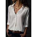 Miniatyrbillede 3 af 5: Damebluse chiffon elegant V-hals lange ærmer afslappede toppe skjorte