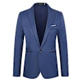 Miniatyrbillede 1 af 2: Herre Blazer med én Knap, Hakket Revers, Formel Fest, Aften, Business Jakke, Høj Kvalitet (M Kongeblå)