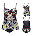 Miniatyrbillede 4 af 5: Pigebadebukser bikini stor størrelse splittet kvindelig følelse tynd digital print åndbar cardigan badetøj 4xl