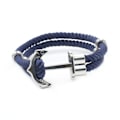 Miniatyrbillede 3 af 5: Håndlavet læderarmbånd mørkeblå reb anker i sølv sølv
