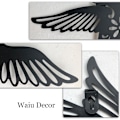 Miniatyrbillede 2 af 2: Metal Kolibri Vægkunst Dekoration, 9\" Sæt af 3 Sort Enkel D
