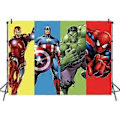 Miniatyrbild 5 av 5: Superhjälte Bakgrund Anime Karaktär Bild Foto Bakgrund Pojke Barn Födelsedagsfest Baby Shower Tårta Bord Dekoration Bakgrund 7x5FT