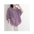 Miniatyrbilde 1 av 5: Fritidsskjorte med knapper, topp dame, løs, langermet, oversized skjorte, damebluser, avslappet (3XL lilla)