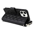 Miniatyrbillede 5 af 5: Til iPhone 11 Pro Etui Rhombus PU Læder Flip Telefon Cover Lynlås Pung (Style A)