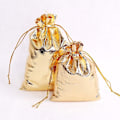 Miniatyrbillede 1 af 4: 100 stk. Guld Sølv Organza Pose Smykker Emballage Pose Bryllup Fest Gunst slikposer Snøre Gaveposer 9x12cm Guld
