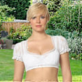 Pikkukuva 2 / 5: Dirndl-pusero naisille, syvä V-aukko, lyhythihainen pitsinen crop top, Oktoberfest-asu 2023 uusi (S valkoinen)