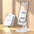 Miniatyrbillede 3 af 5: 360-graders roterende mobiltelefon tablet stander desktop bærbar og foldbar (hvid)