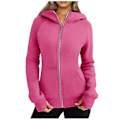 Miniatyrbild 1 av 5: Dragkedja Hoodie för Kvinnor Fleecejackor Tröjor Höstkläder Tröjor Med Fickor Vinter Y2k Kläder XXL Rosa