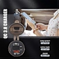 Miniatyrbillede 4 af 5: PD Type C 48W Dobbelt USB Bilopladerstik, QC 3.0 Hurtig Biloplader med Voltmeter og Kontakt til Båd Lastbil RV, Rød