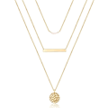 Miniatyrbillede 1 af 5: Elegant Lagdelt Choker Halskæde, Håndlavet Guldbelagt Y Vedhæng Halskæde Multilayer Bar Disc Halskæde Justerbar Lagdelt