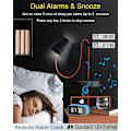 Miniatyrbild 3 av 6: Digital väckarklocka med Bluetooth-högtalare, skrivbords klocka för sovrum, liten bords klocka med dubbla larm, snooze, dimbar LED-display.