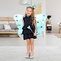 Miniatyrbillede 5 af 5: Caraele Butterfly Fairy Wings Pigevinger med Tryllestav og Lysende Pandebånd Fairy Wings Wand og Lysende Pandebånd Halloween Cosplay -r ( Blå)