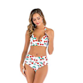 Miniatyrbild 3 av 5: Flickors badkläder split  dammode sexig samlad byst  bikini badkläder Xl Svart körsbär