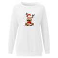 Miniatyrbillede 2 af 4: Juletunika Kvinder Langærmet T-shirt Julemand Sød Elg Print Top Bluser L Hvid
