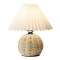 Miniatyrbillede 1 af 5: Plisseret Bordlampe, Moderne Natbordslampe med Beige Skærm Rattan Metal Base, Bordlampe til Soveværelse, Stue, Hjemmekontor Dekoration med