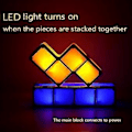 Miniatyrbilde 4 av 5: Firkantet LED Nattlampe, 7 Farger/STK 3D Puslespill Nattlampe, Induksjon Sammenkoblingsbar Bordlampe, DIY Tangram Lysblokker Puslespill Lampe (EU Plugg)