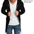 Miniatyrbillede 4 af 5: Hoodie Cardigan Mode Farveægte Let Vedligehold Lang Jakke Longline Lynlås Hættetrøjer Herre Hættetrøjer til Klub (XL sort)