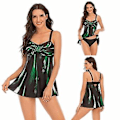 Miniatyrbilde 1 av 4: Jentebadedrakt split dame sexy gradient trykk plisserte plus size bikini badetøy 4xl