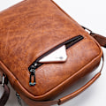 Miniatyrbild 3 av 5: Läder Crossbody-väska, Herr Axelväska, Kontor Affärer Magnetiskt Spänne Justerbar Rem, Svart